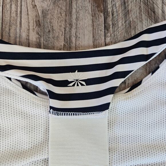 Athleta High Moon Sports Bra Stripes Size XS X-Small Navy Blue White Racerback - Picture 9 of 12